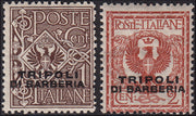 MMOCC_12 - 1915 - Floreale c. 1 bruno e c. 2 rosso bruno soprastampati Tripoli di Barberia nuovi gomma integra (11/12)