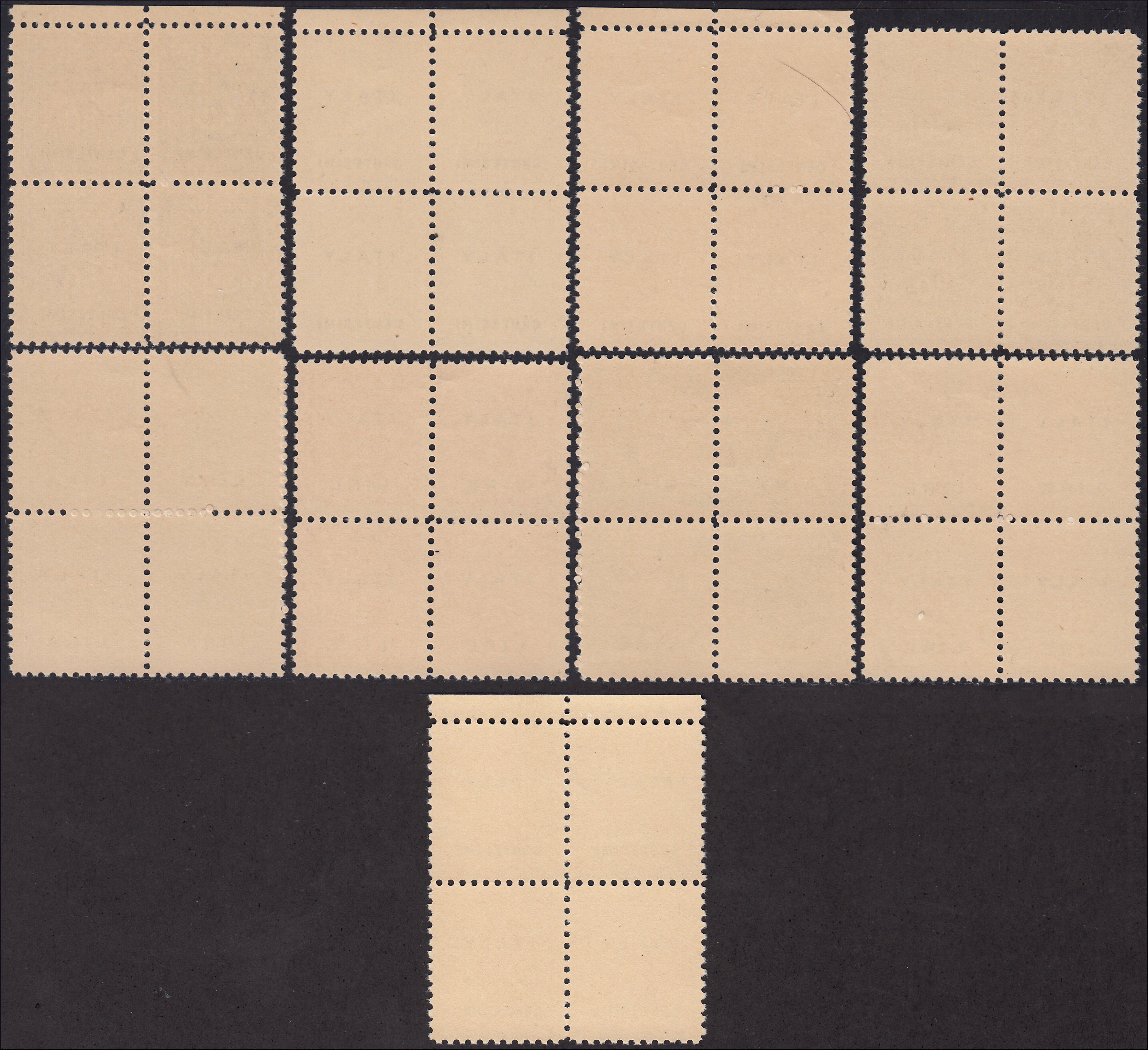 MMOCC221 - 1943 Occupazione Anglo-Americana della Sicilia, serie completa di nove valori in quartine nuova con gomma integra (1/9)