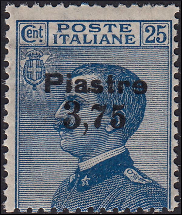 MMOCC_229 - 1922 - 6a emissione locale, Michetti c. 25 azzurro soprastampato "Piastre 3,75" nuovo con gomma (46)