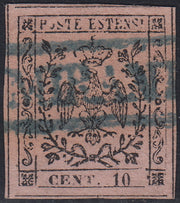 1852 - Duchy of Modena issue with dot after the figure, c. 10 new pink rubber intact (9)