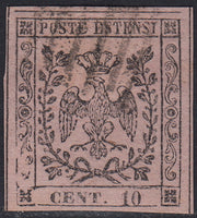 1852 - Duchy of Modena issue with dot after the figure, c. 10 new pink rubber intact (9)