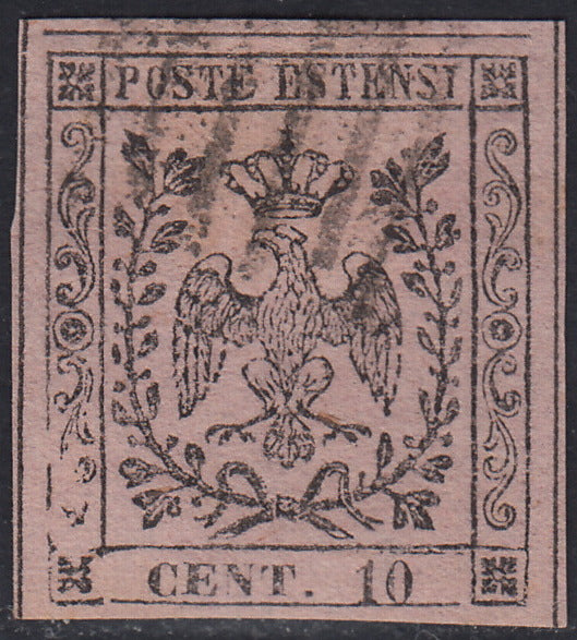 1852 - Duchy of Modena issue with dot after the figure, c. 10 new pink rubber intact (9)