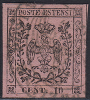 1852 - Duchy of Modena issue with dot after the figure, c. 10 new pink rubber intact (9)