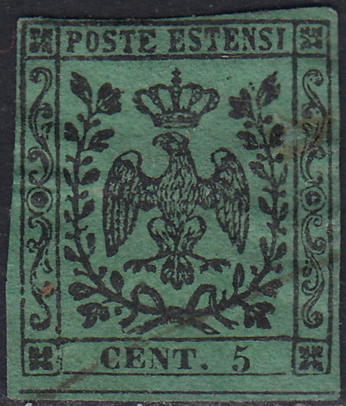 Copy of Mod148 - 1852 - Duchy of Modena issue without dot after the number, c.5 green used (1)