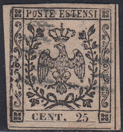 MOD151 - 1852 - Aquila estense, emissione senza punto dopo la cifra, c. 25 camoscio chiaro usato (3)