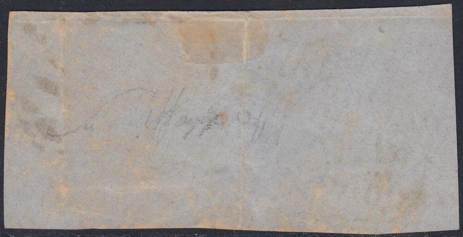 MOD152 - 1852 - Aquila estense, emissione con punto dopo la cifra, c. 40 azzurro scuro usato su frammento (10)