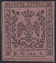 MOD154 - 1854 - Aquila estense, francobollo per giornali b.g. cen.9 lettere piccole nuovo senza gomma (2)