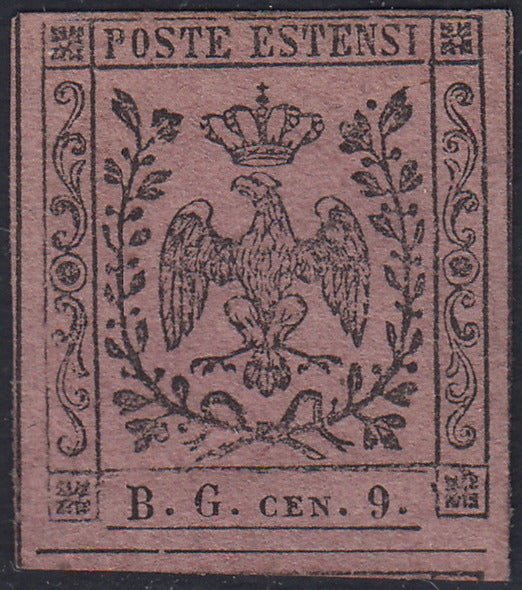 MOD154 - 1854 - Aquila estense, francobollo per giornali b.g. cen.9 lettere piccole nuovo senza gomma (2)