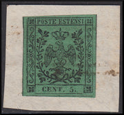 Mod37 - 1852 - Aquila estense, emissione con punto dopo la cifra, c. 5 verde usato su frammento (7)