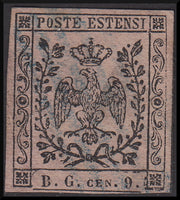 MOD60 - 1854 - Aquila estense, francobollo per giornali b.g. cen.9 violetto grigio usato (2)
