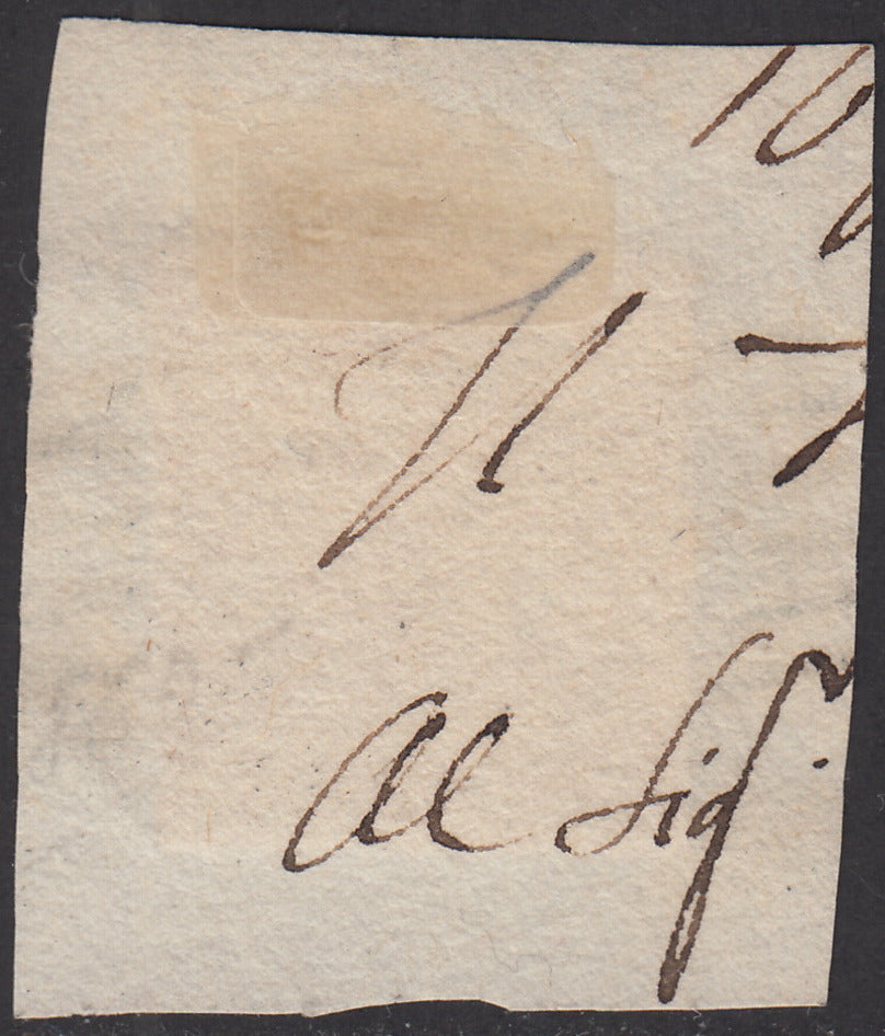 MOD72 - 1852 - Aquila estense, emissione senza punto dopo la cifra, c. 25 camoscio chiaro usato su frammento (3)