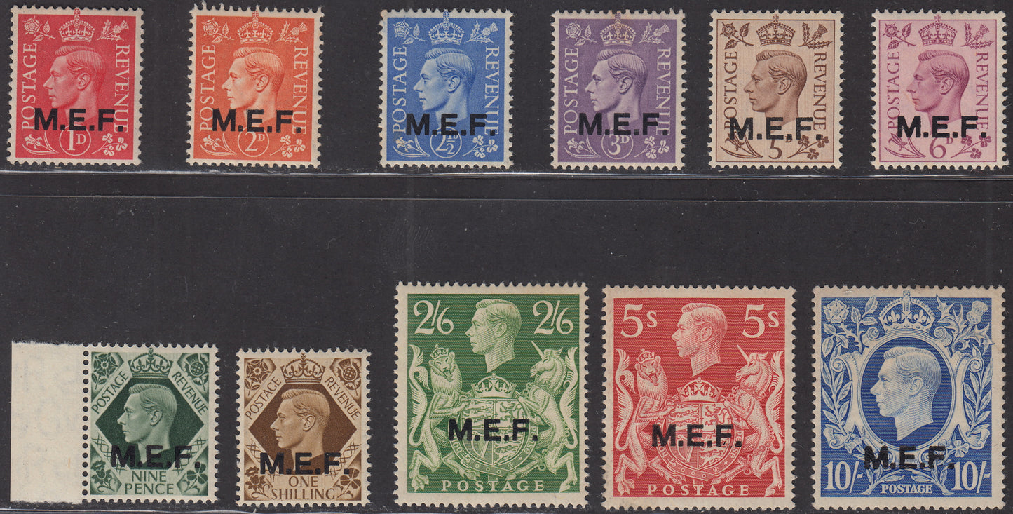 MEF1 1943/47 - Stamps of Great Britain, effigy of George VI overprinted MEF London edition, new with intact gum (6/16)