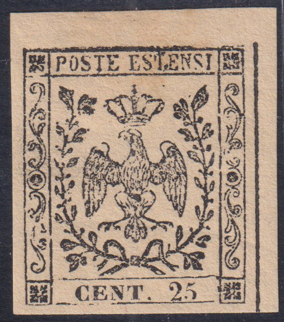 Mod150 - 1852 - Edición del Ducado de Módena sin punto después de la figura, c. 25 ante ligero nuevo con goma original (4)