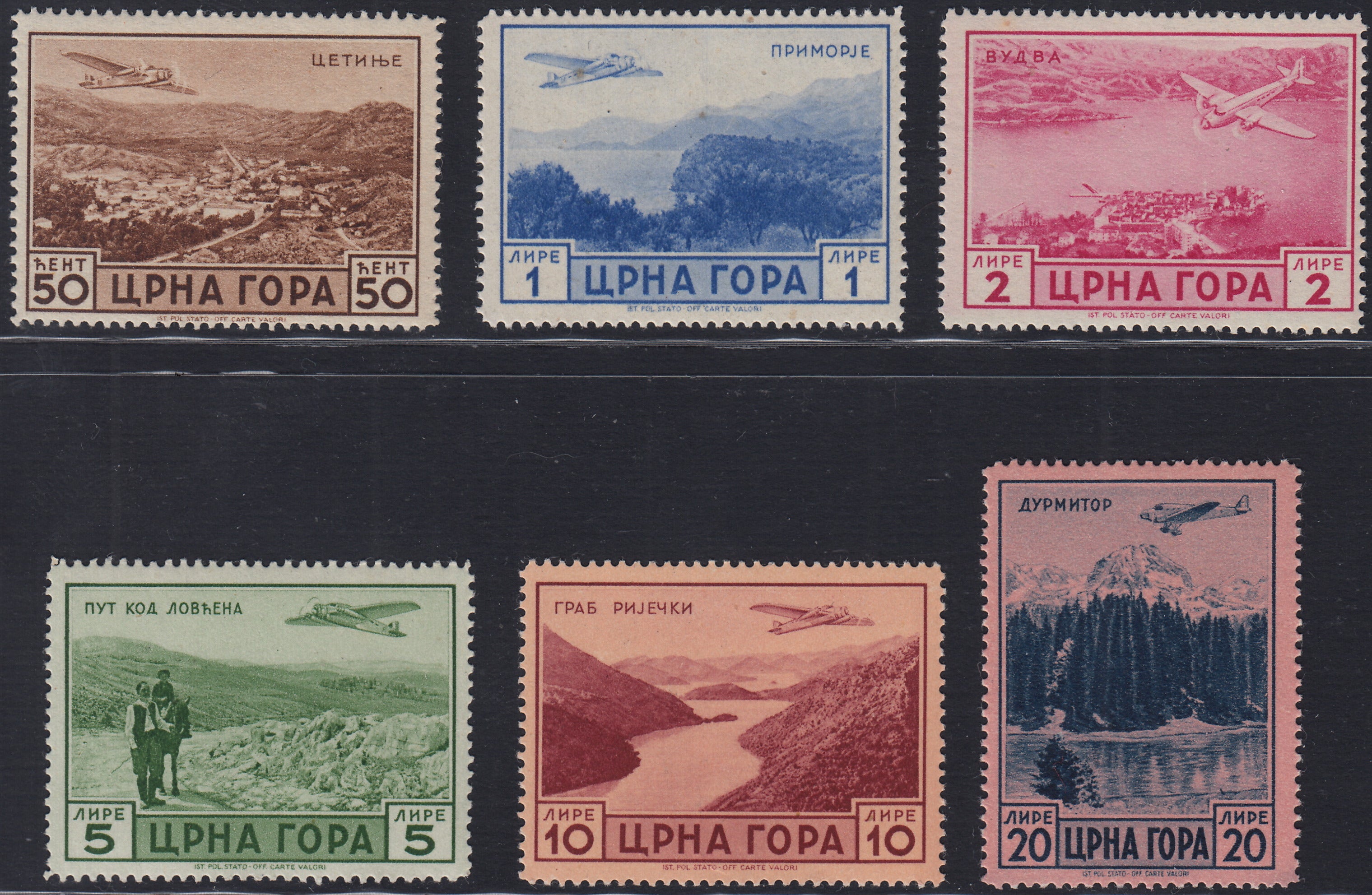 Monte36 - 1943 -  Francobolli del Serto della Montagna, serie completa di Posta Ordinaria + Posta Aerea nuovi con gomma integra (60/69, A26/31)