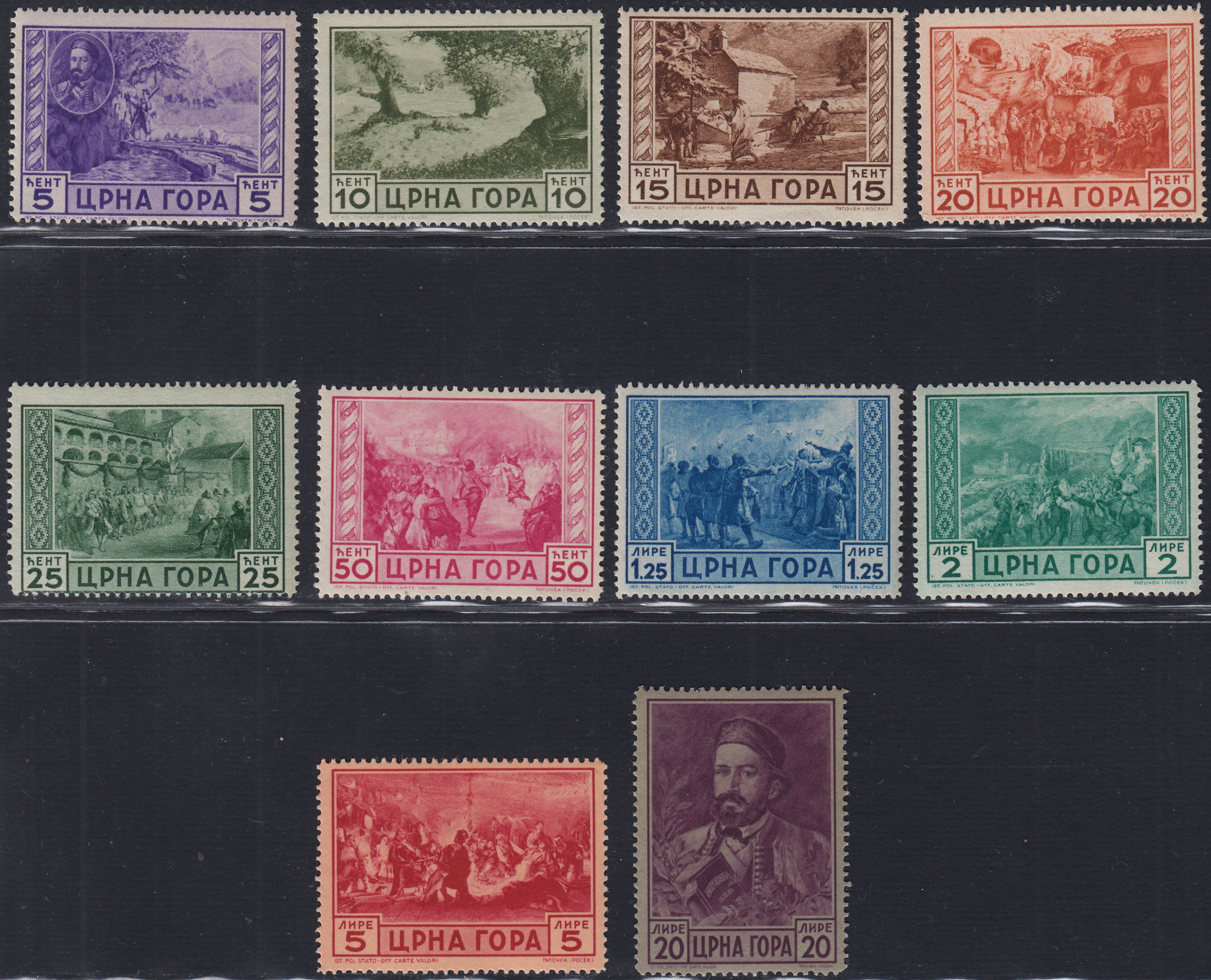 Monte38 - 1943 -  Francobolli del Serto della Montagna, serie completa di Posta Ordinaria + Posta Aerea nuovi con gomma integra (60/69, A26/31)