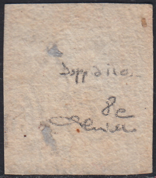Nap36 - 1858 - 5 grana rosa lillaceo I tavola usato, doppia incisione (8e).