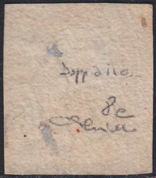 Nap36 - 1858 - 5 grana rosa lillaceo I tavola usato, doppia incisione (8e).