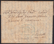 ND108 - 1819 - Cavallini, emissione provvisoria c. 25 azzurro su documento usato in piena validigà postale (2)