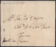 ND117 - 1820 - Cavallini, emissione definitiva c. 15 a secco su lettera spedita da Chieri per Torino 7/8/1820 (4)