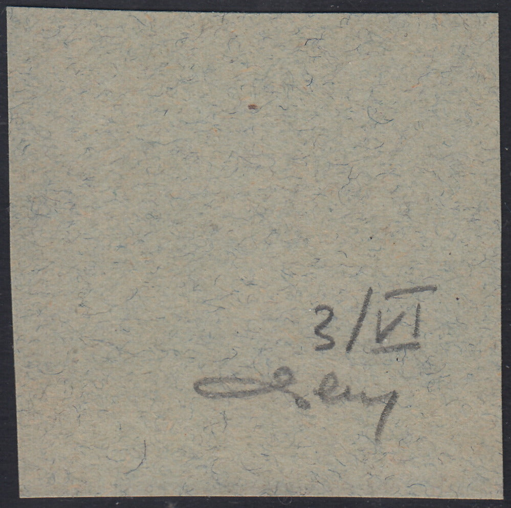 ND121 - 1918 - Francobollo d'Ungheria "Beneficenza", 40 filler (+2) carminio, soprastampa a mano FIUME del VI tipo, usato su frammento (3/VI)