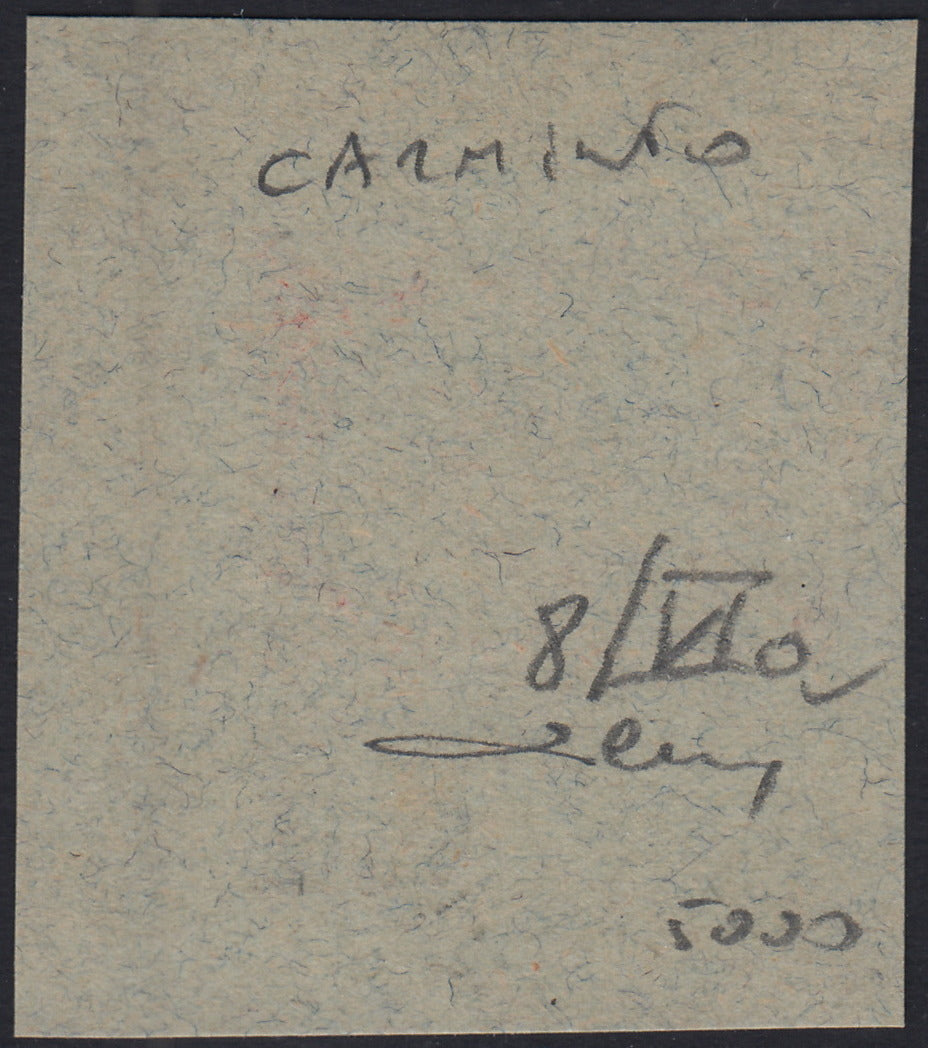 ND124 - 1918 - Francobollo d'Ungheria "Mietitori", 10 filler carminio, soprastampa a mano FIUME del VI tipo, usato su frammento (8/VIa)