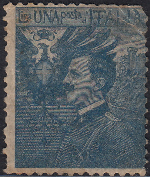 ND18 - 1907 - Michetti, prova di incisione "Lire Una Regno d'Italia" azzurro, nuovo con gomma originale, del tutto inconsueto.