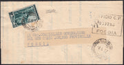 ND1 - 1955/57 - Italia al Lavoro, 65 lire filigrana stelle isolato su piego in raccomandata aperta da Foggia per città (760).