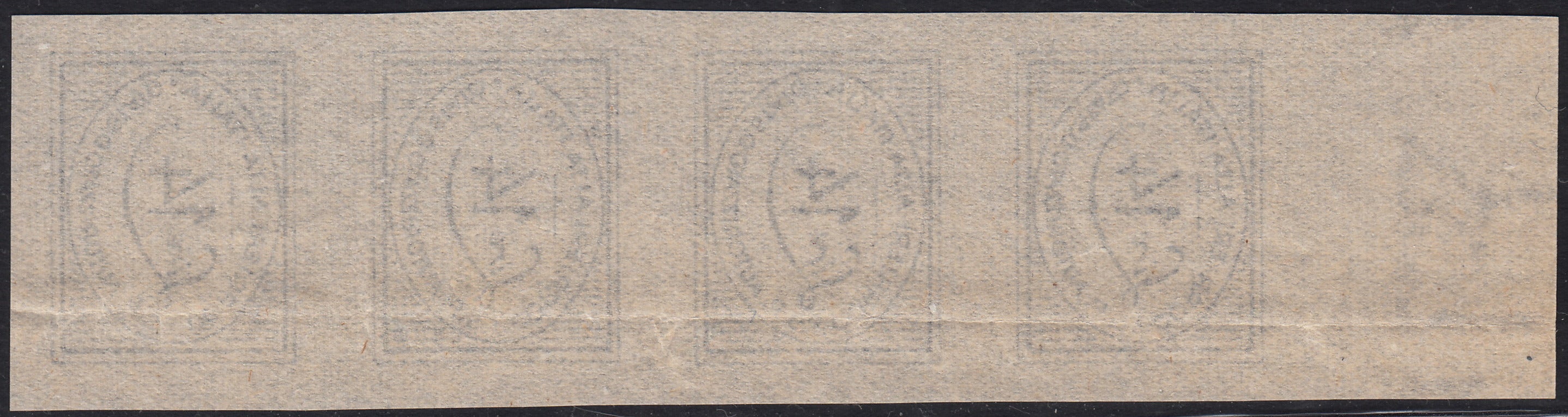 COR19 - 1945 - CORALIT issues, first series L. 15 ultramarine blue + L. 28 carmine pink in blocks of four of which two copies with watermark letters (1 + 1st + 2 + 2nd)