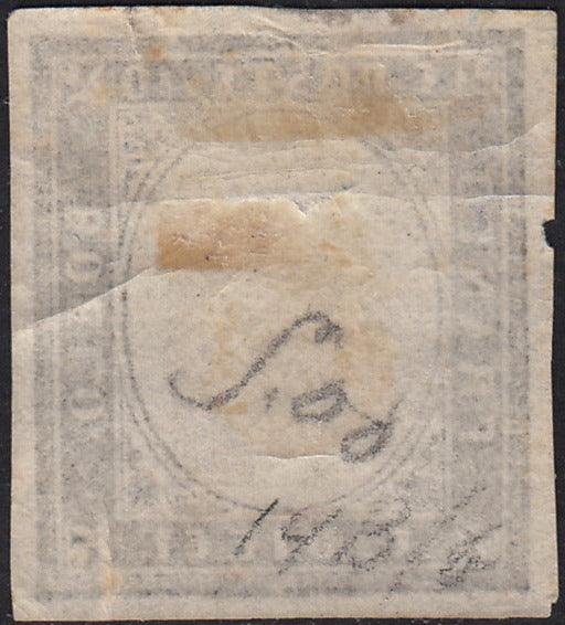 ND67 - 1860 - IV emissione c. 10 nero grigiastro I tavola nuovo con gomma e senza effigie sovrana, grande rarità! (14Bc)