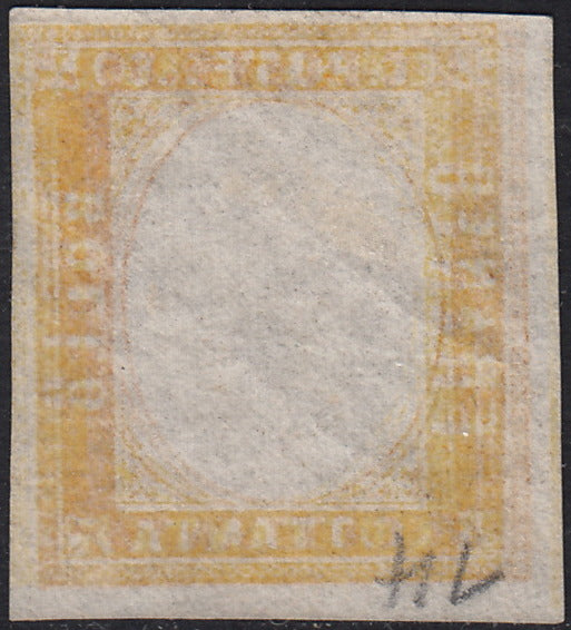 ND68 - 1862 - IV emissione c. 80 giallo cnuovo con gomma integra, senza effigie e con decalco (17Da)