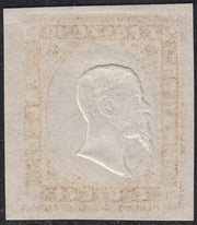 ND74 - 1861 - IV emissione prova di colore in giallo chiarissimo del c. 10 con le diciture lspeculari (14, prova)