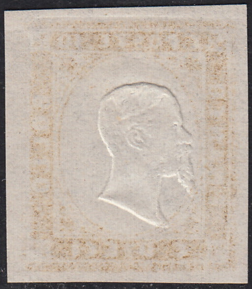 ND74 - 1861 - IV emissione prova di colore in giallo chiarissimo del c. 10 con le diciture lspeculari (14, prova)