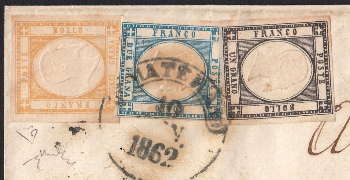 1861 - 1 black grain, copy with triple effigy, new with original rubber (19 AD). Cardillo certificate.