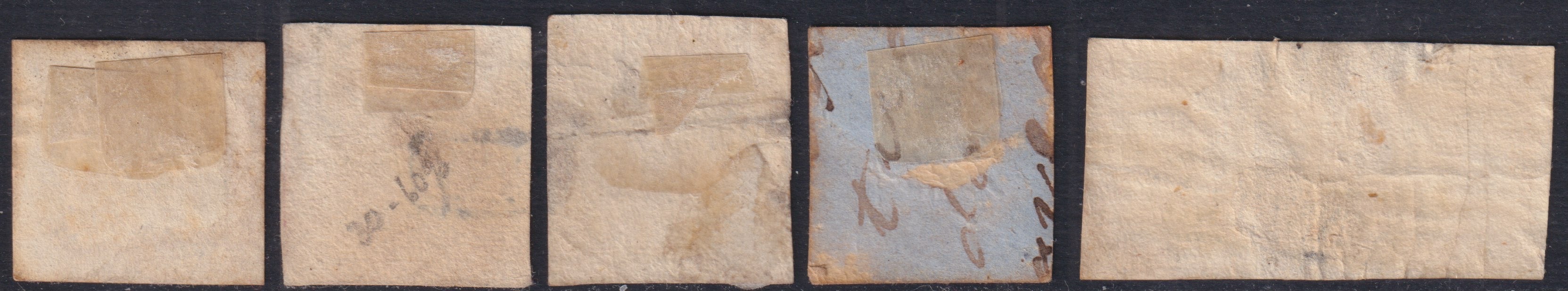 NAP50 - 1858 - Stemma delle Due Sicilie, 1 grano I tavola, insieme di valori usati in qualità mista, divertimento e studio (3 e gradazioni)