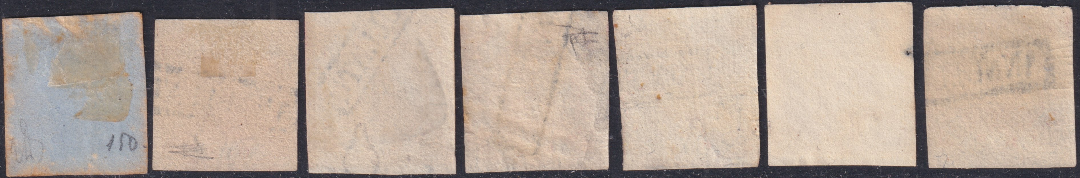 NAP54 - 1858 - Stemma delle Due Sicilie, 2 grana I tavola lotto di sette esemplari per studio, usati (5c e gradazioni)