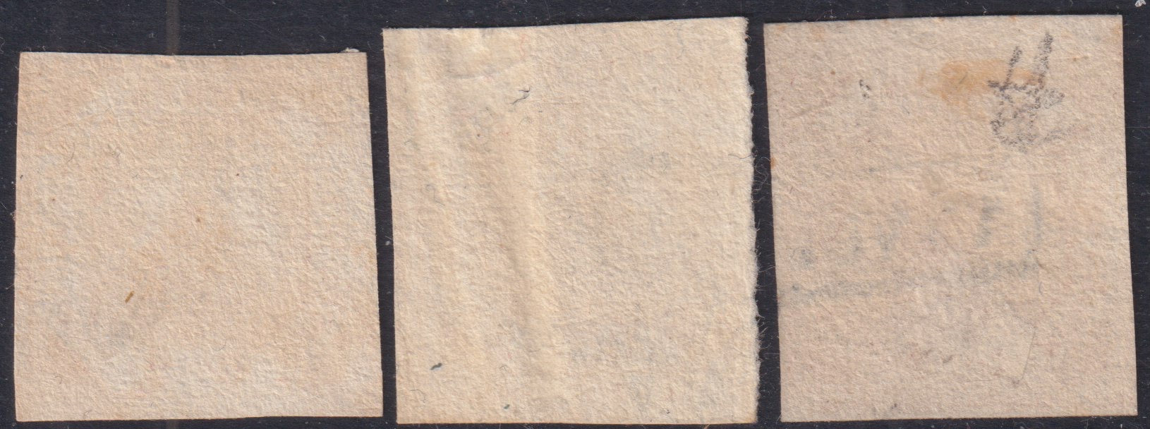 NAP55 - 1858 - Stemma delle Due Sicilie, 2 grana I tavola lotto di tre esemplari per studio, usati (5c)