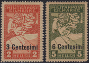 OA114 - 1918 -  Occupazione Austriaca del Friuli e del Veneto, Espressi di Bosnia soprastampati "3 cent." rosso e "6 cent." verde oliva nuovi con gomma (1, 2)