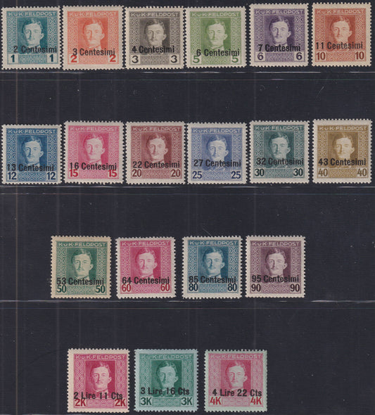 OA_117 - 1918 -  Occupazione Austriaca del Friuli e del Veneto, francobolli di Austria soprastampati, nuovi gomma integra (1/19)