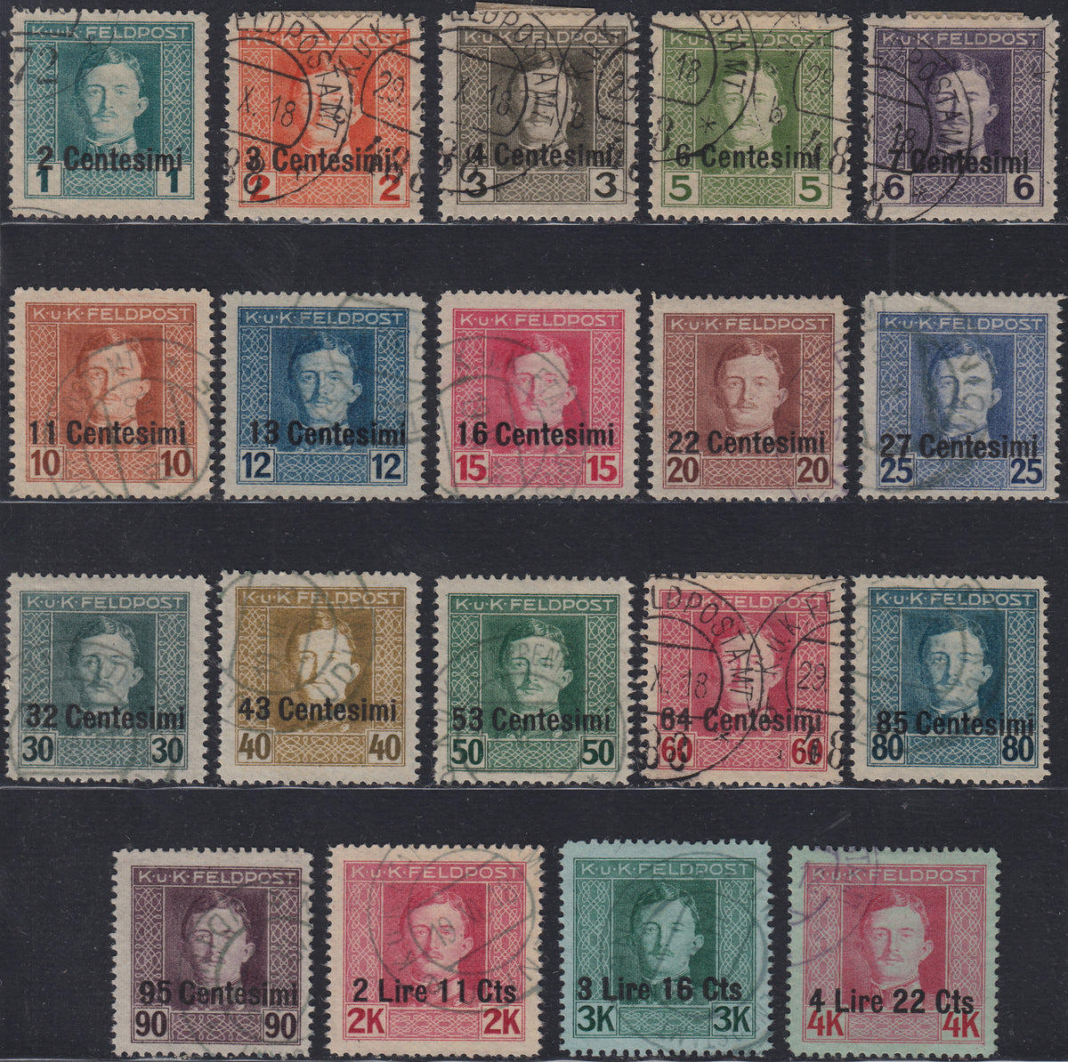 OA_121 - 1918 -  Occupazione Austriaca del Friuli e del Veneto, francobolli di Austria soprastampati, usati (1/19)