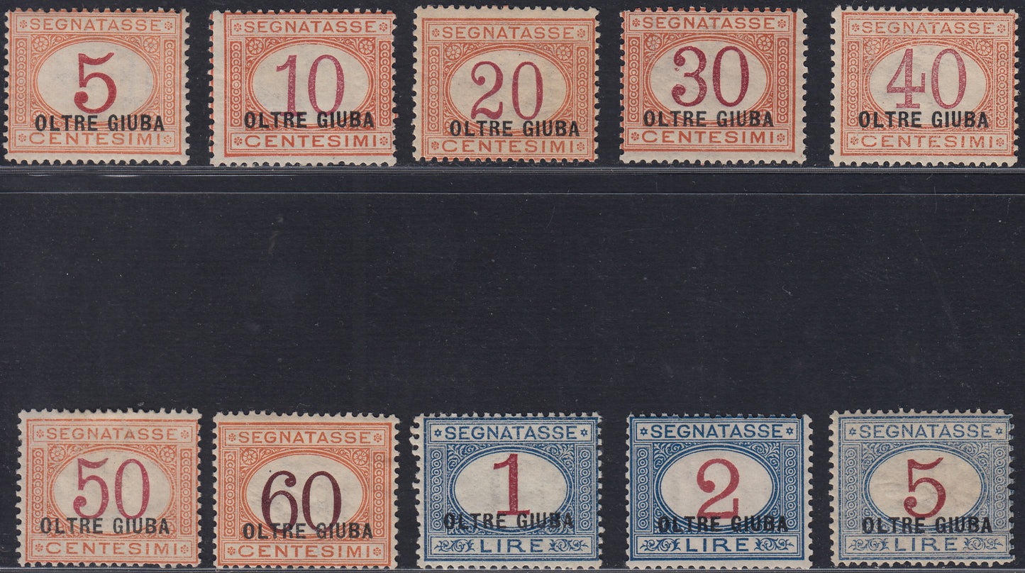 OG28 - 1925 - Reign tax stamps overprinted BEYOND GIUBA, series of 10 new stamps with original rubber (1/10)