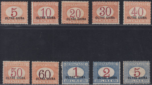 OG28 - 1925 - Segnatasse di regno soprastampate OLTRE GIUBA, serie di 10 valori nuovi con gomma originale (1/10)