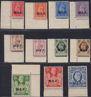 MEF2 1943/47 - Francobolli di Gran Bretagna, effigie di Giorgio VI soprastampati M.E.F. tiratura di Londra nuovi con gomma integra (6/16)