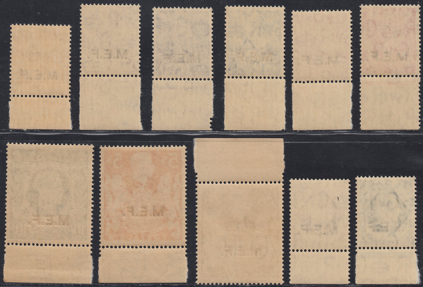 MEF3 1943/47 - Stamps of Great Britain, effigy of George VI overprinted MEF London edition, new with intact gum (6/16)