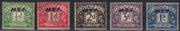MEF5 1942 - Segnatasse di Gran Bretagna soprastampate M.E.F. in azzurro, serie di 5 valori nuovi con gomma originale (1/5)