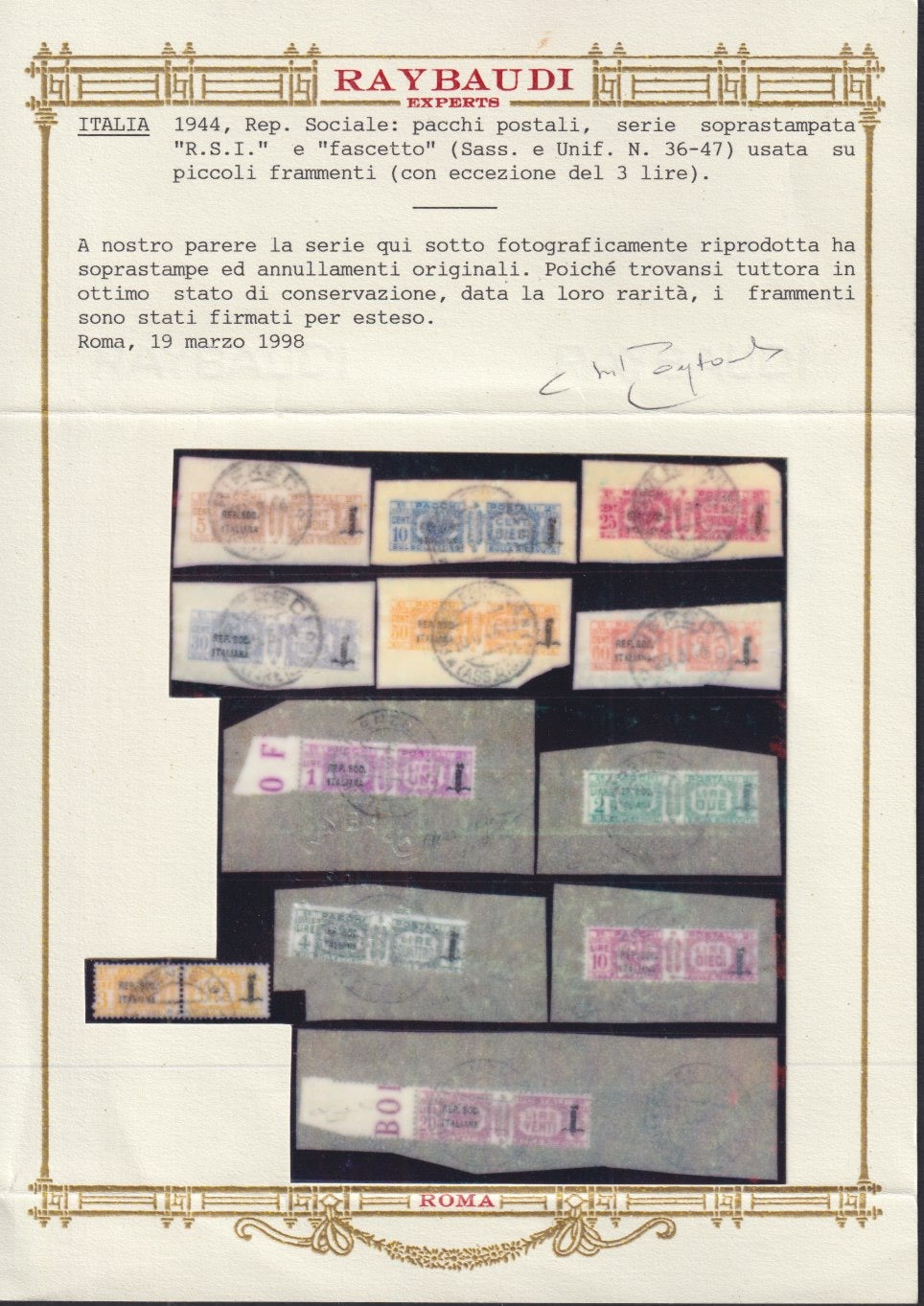 1944 - GNR Brescia Espresso of L. 1.25 complete sheet of 50 copies, new with full gum intact. (19/II).