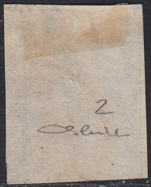 BO22-59 - 1859 - Efigie de Fernando II de Borbón, 1 grano verde oliva grisáceo claro II mesa papel Palermo nuevo con goma original, poco común y de hermosa calidad. (4, posición 28/100). 