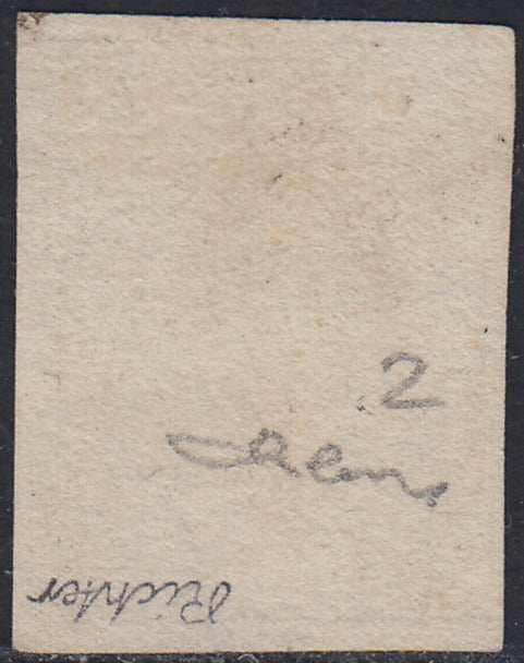 BO22-59 - 1859 - Efigie de Fernando II de Borbón, 1 grano verde oliva grisáceo claro II mesa papel Palermo nuevo con goma original, poco común y de hermosa calidad. (4, posición 28/100). 