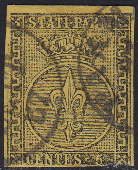 BO22-59 - 1859 - Efigie de Fernando II de Borbón, 1 grano verde oliva grisáceo claro II mesa papel Palermo nuevo con goma original, poco común y de hermosa calidad. (4, posición 28/100). 