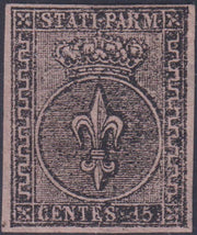 1852 - 1st issue c. 25 new violet without gum, extremely rare (4). Cardillo certificate.