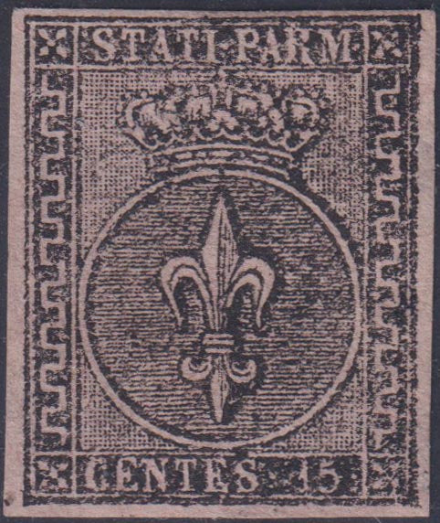 1852 - 1st issue c. 25 new violet without gum, extremely rare (4). Cardillo certificate.